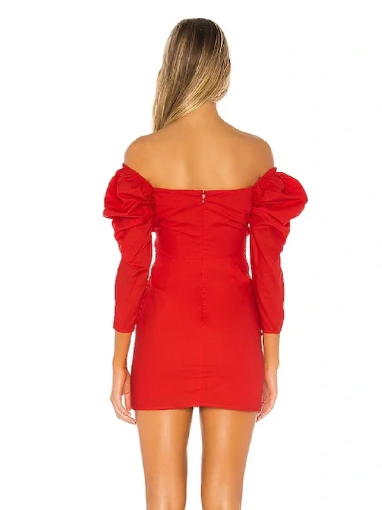 Lovers + Friends Isa Puff Sleeve Mini Dress in Cherry Red - Picture 3 of 15